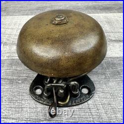 Antique J Barton 1858 Brass Door Bell Pull Chain Mechanical Wall Mount Fire VTG