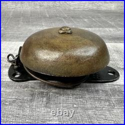 Antique J Barton 1858 Brass Door Bell Pull Chain Mechanical Wall Mount Fire VTG