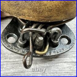 Antique J Barton 1858 Brass Door Bell Pull Chain Mechanical Wall Mount Fire VTG