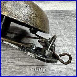 Antique J Barton 1858 Brass Door Bell Pull Chain Mechanical Wall Mount Fire VTG