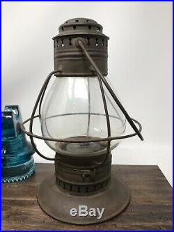 Antique J. H. KELLY ROCHESTER fixed globe Brass top bell bottom Railroad Lantern