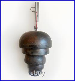 Antique Japanese 5 Temple Bells Five Bronze Flowers Hand Painted Meditation