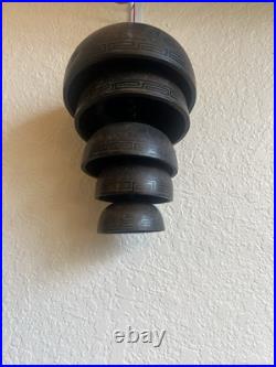 Antique Japanese 5 Temple Bells Five Bronze Flowers Hand Painted Meditation