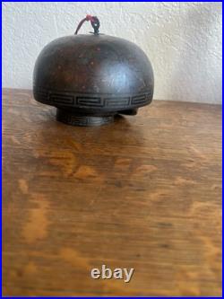 Antique Japanese 5 Temple Bells Five Bronze Flowers Hand Painted Meditation