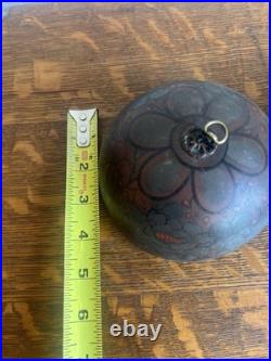 Antique Japanese 5 Temple Bells Five Bronze Flowers Hand Painted Meditation