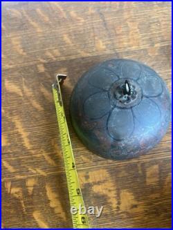 Antique Japanese 5 Temple Bells Five Bronze Flowers Hand Painted Meditation