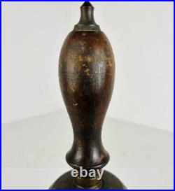 Antique? LARGE 11 brass bronze bell wooden handle school captain dinner