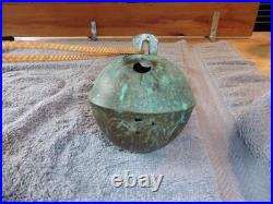 Antique Large Bronze Crotal Bell /Rumbler Bell 4.5 x 4 Dia Inner Wooden Ball