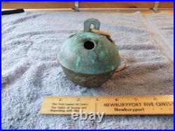Antique Large Bronze Crotal Bell /Rumbler Bell 4.5 x 4 Dia Inner Wooden Ball