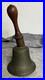 Antique Large Bronze Hand Held School Dinner Church Bell Wood Handle 12