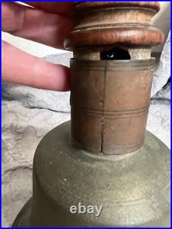 Antique Large Bronze Hand Held School Dinner Church Bell Wood Handle 12