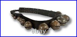 Antique Large Graduated Sleigh Bells on Leather Harness Strap