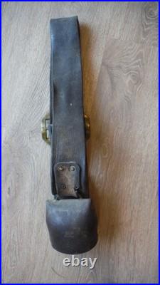 Antique Large Hand-Forged European CowithOx Bell Leather Strap Brass Buckle VGC