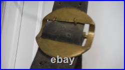 Antique Large Hand-Forged European CowithOx Bell Leather Strap Brass Buckle VGC