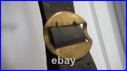 Antique Large Hand-Forged European CowithOx Bell Leather Strap Brass Buckle VGC