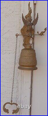 Antique Large Heavy Angel Brass Monastery Bell QUI ME TANGIT VOCEM MEAM AUDIT