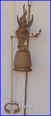 Antique Large Heavy Angel Brass Monastery Bell QUI ME TANGIT VOCEM MEAM AUDIT