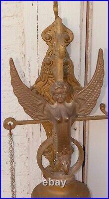 Antique Large Heavy Angel Brass Monastery Bell QUI ME TANGIT VOCEM MEAM AUDIT