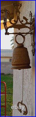 Antique Large Heavy Angel Brass Monastery Bell QUI ME TANGIT VOCEM MEAM AUDIT