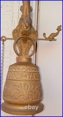 Antique Large Heavy Angel Brass Monastery Bell QUI ME TANGIT VOCEM MEAM AUDIT