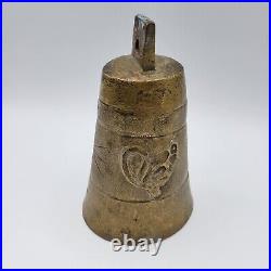 Antique Large Heavy Brass or Bronze Animal Bell Bird Design