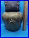 Antique Large Iron Cowbell Original Studded Leather Collar Embossed Star Farm