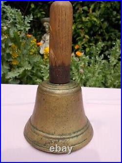 Antique Large bell School bell Hand bell -Vintage Solid brass wood handle