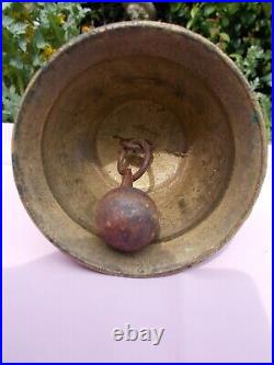 Antique Large bell School bell Hand bell -Vintage Solid brass wood handle