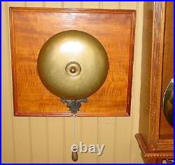 Antique Large brass bell mounted to an oak frame-15714
