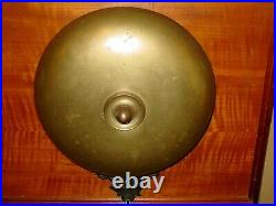 Antique Large brass bell mounted to an oak frame-15714