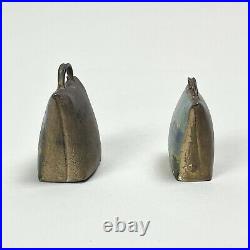 Antique Late 19th Century Miniature Swiss Brass Bells with Oil Landscapes