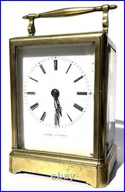 Antique Le Roy A Paris Carriage Clock 19th Century Brass Striking On A Bell
