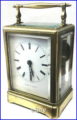 Antique Le Roy A Paris Carriage Clock 19th Century Brass Striking On A Bell