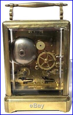 Antique Le Roy A Paris Carriage Clock 19th Century Brass Striking On A Bell