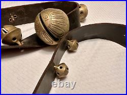 Antique Leather Strap with 13 Bronze Norwegian Bells