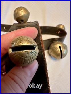 Antique Leather Strap with 13 Bronze Norwegian Bells