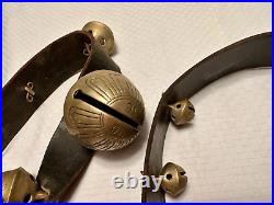 Antique Leather Strap with 13 Bronze Norwegian Bells