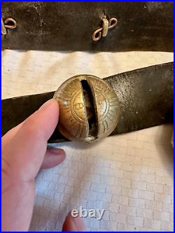 Antique Leather Strap with 13 Bronze Norwegian Bells