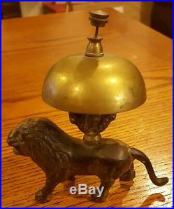 Antique Lion Brass Hotel desk bell ornate New York City