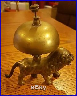 Antique Lion Brass Hotel desk bell ornate New York City