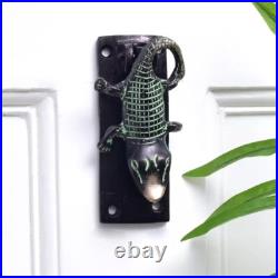 Antique Look Brass Crocodile Green Patina Door Knocker Door Bell Home Decor