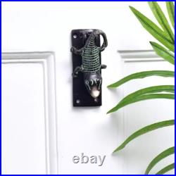 Antique Look Brass Crocodile Green Patina Door Knocker Door Bell Home Decor