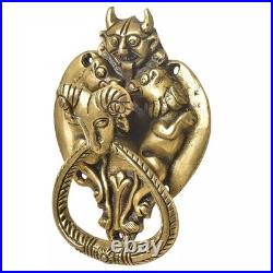 Antique Look Brass Demon Two Lions Ram Head Door KnockerDoor Bell