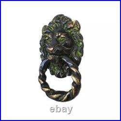 Antique Look Brass Green Patina Lion Face Door Knocker Door Bell Home Decor