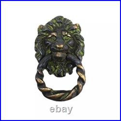 Antique Look Brass Green Patina Lion Face Door Knocker Door Bell Home Decor