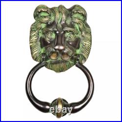 Antique Look Brass Lion Head Door Knocker Ring With Patina Door Bell Home Decor Antique Look Brass Lion Head Door Knocker Ring With Patina Door Bell Home Decor