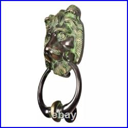 Antique Look Brass Lion Head Door Knocker Ring With Patina Door Bell Home Decor