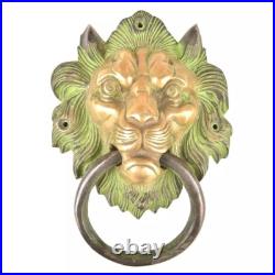 Antique Look Brass Lion Head Door Knocker Ring With Patina Door Bell Home Decor