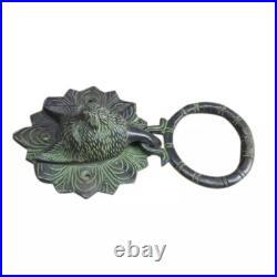 Antique Look Patina Brass Cat Look Door Knocker Ring Door Bell Home Decor