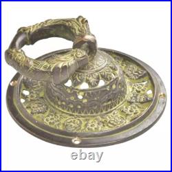 Antique Look Patina Brass Ornate Green Door Knocker Door Bell